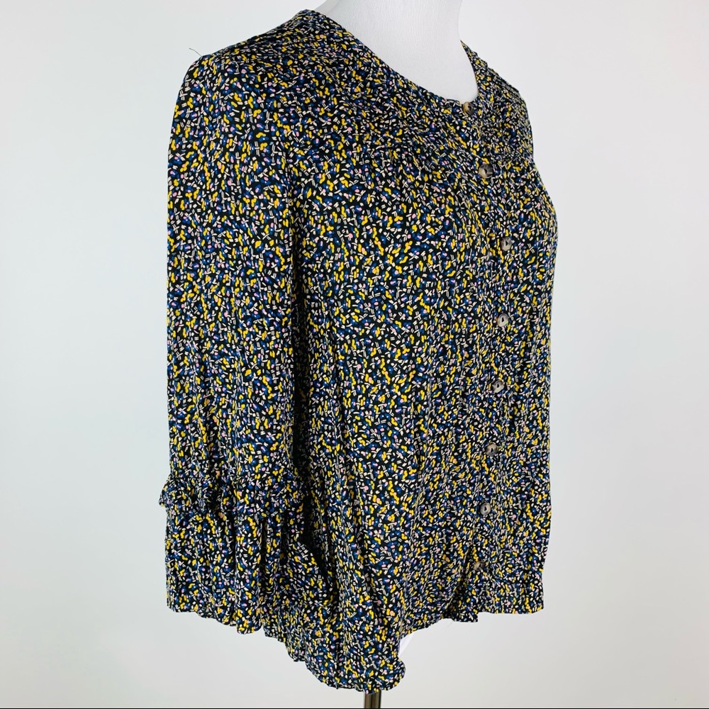 Anthropologie Maeve Printed Ruffle Sleeve Top Sz M - Picture 5 of 11